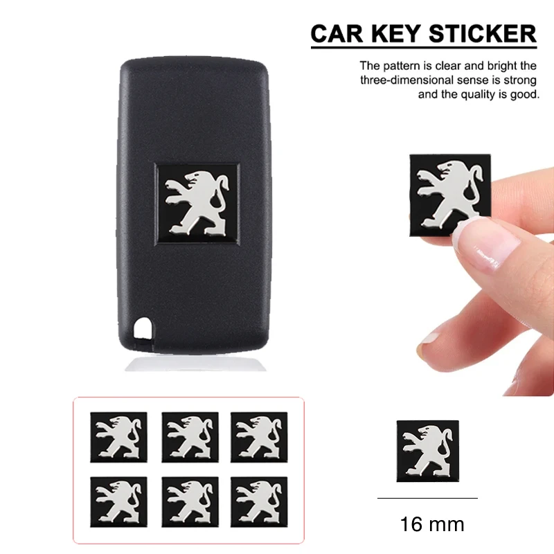Car Key Sticker Aluminum Emblem Decoration For Peugeot 206 307 308 3008 207 208 407 508 2008 408 4008 301 5008 106