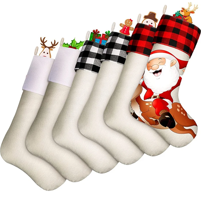 

Sublimation Christmas Burlap Stockings Christmas Stockings Fireplace Hanging Stockings Ornaments Holiday Decorations