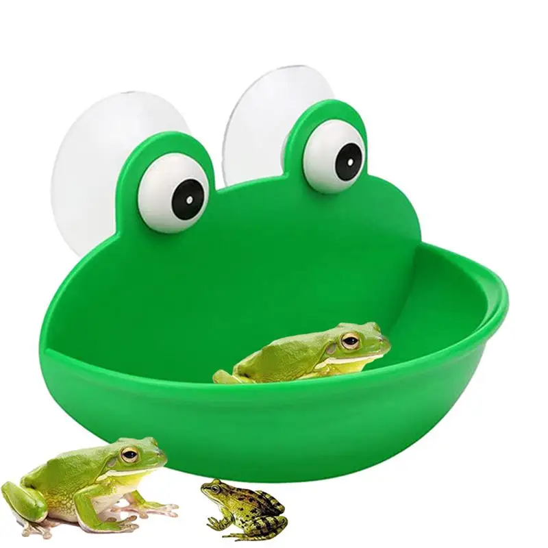 

Frog Dish Holder Cute Frog Shaped Wall-Mounted Tank Decoration for Frog suction cup wall hanging box Tree Frog Habitat for Toad