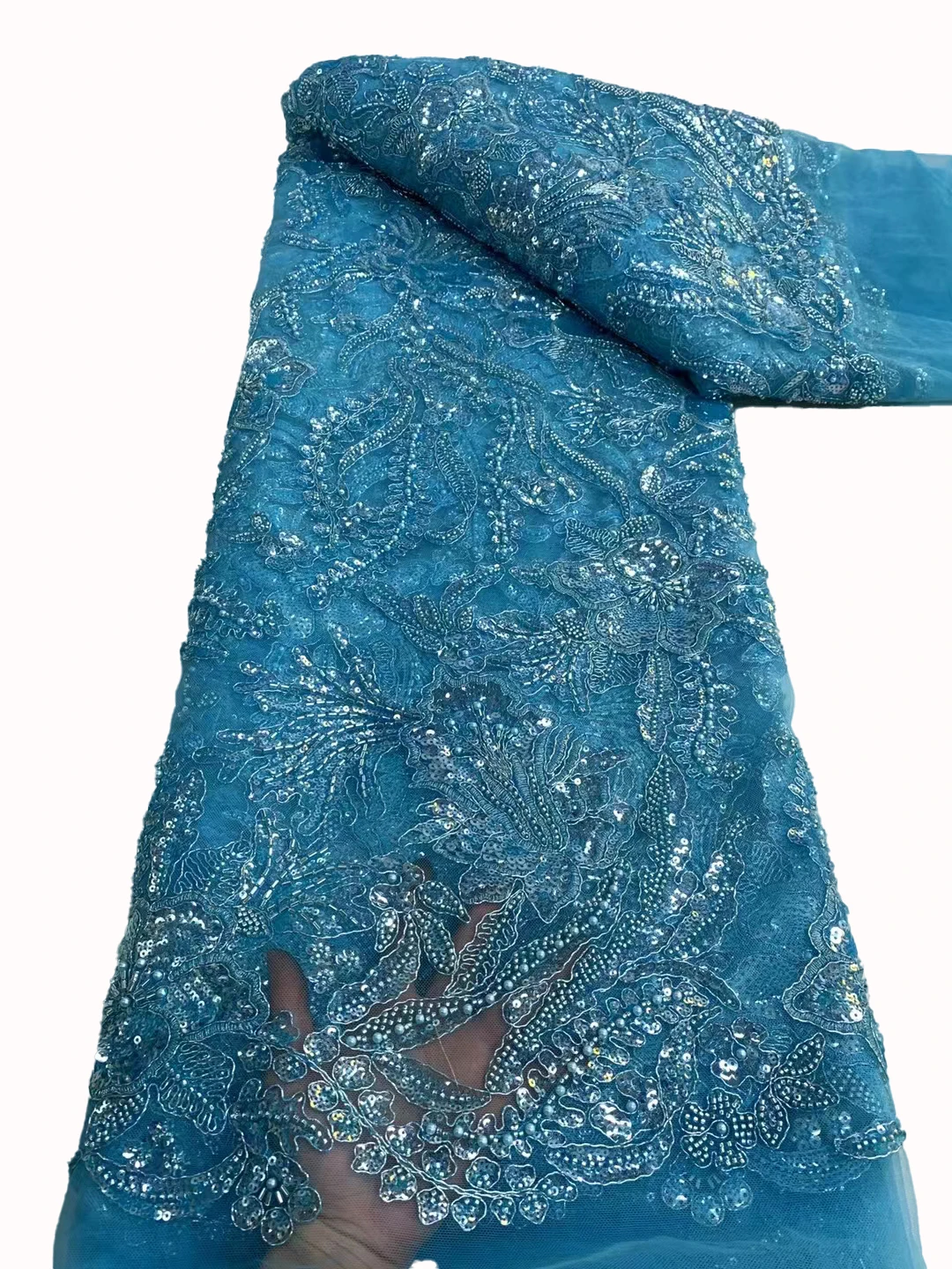 

Высококачественная вышитая кружевная вышивка с большими цветами, Роскошная ткань для вечернего платья в дворцовом стиле, 5 ярдов