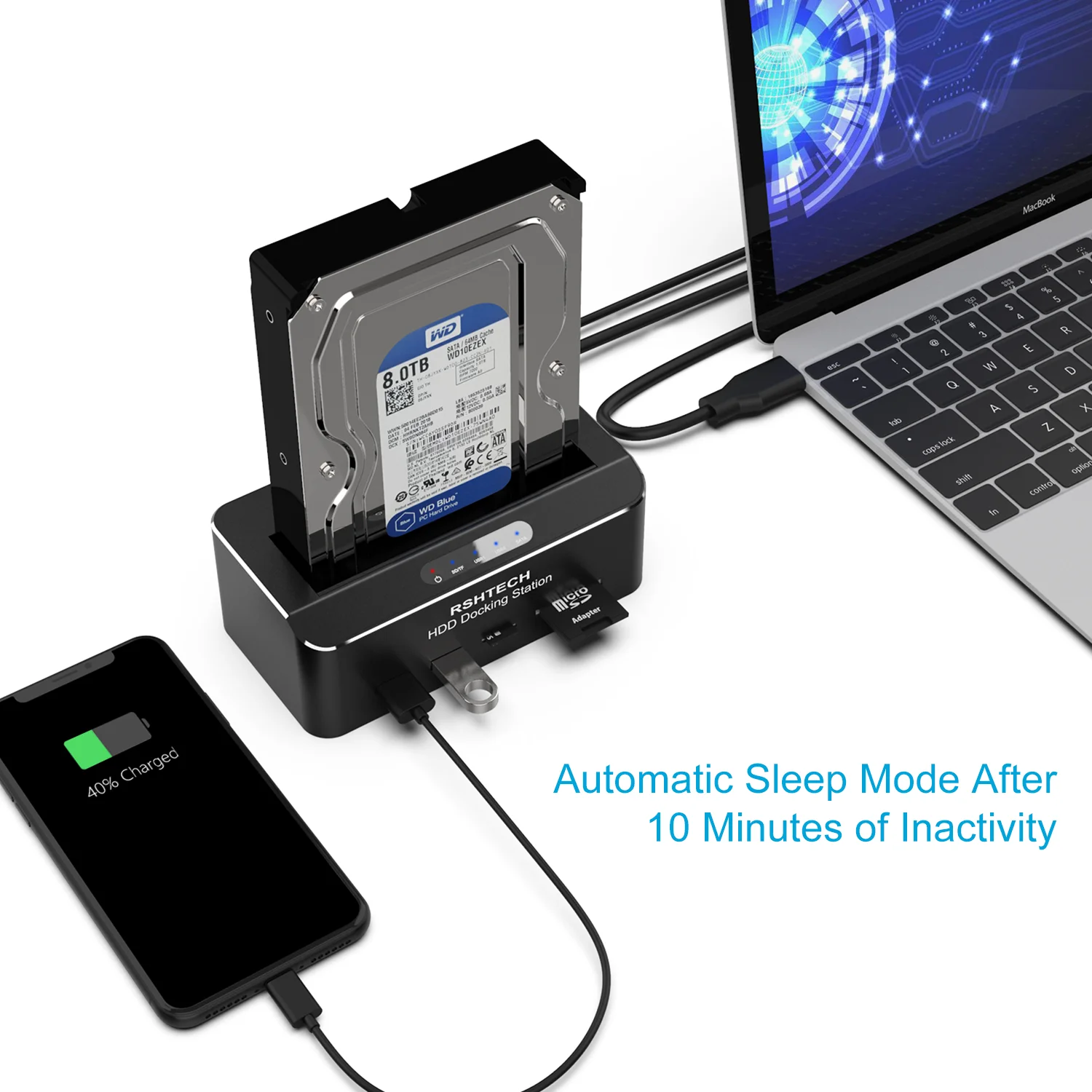 External Hard Drive Case SSD Enclosure Hard Drive Enclosure Hard Disk Case External Hard Drive Box HDD Case Enclosure Hard Drive Adapter SSD Adapter HDD Docking Station RSHTECH USB 3.0 to SATA I/II/III External Hard Drive Docking Station For 2.5