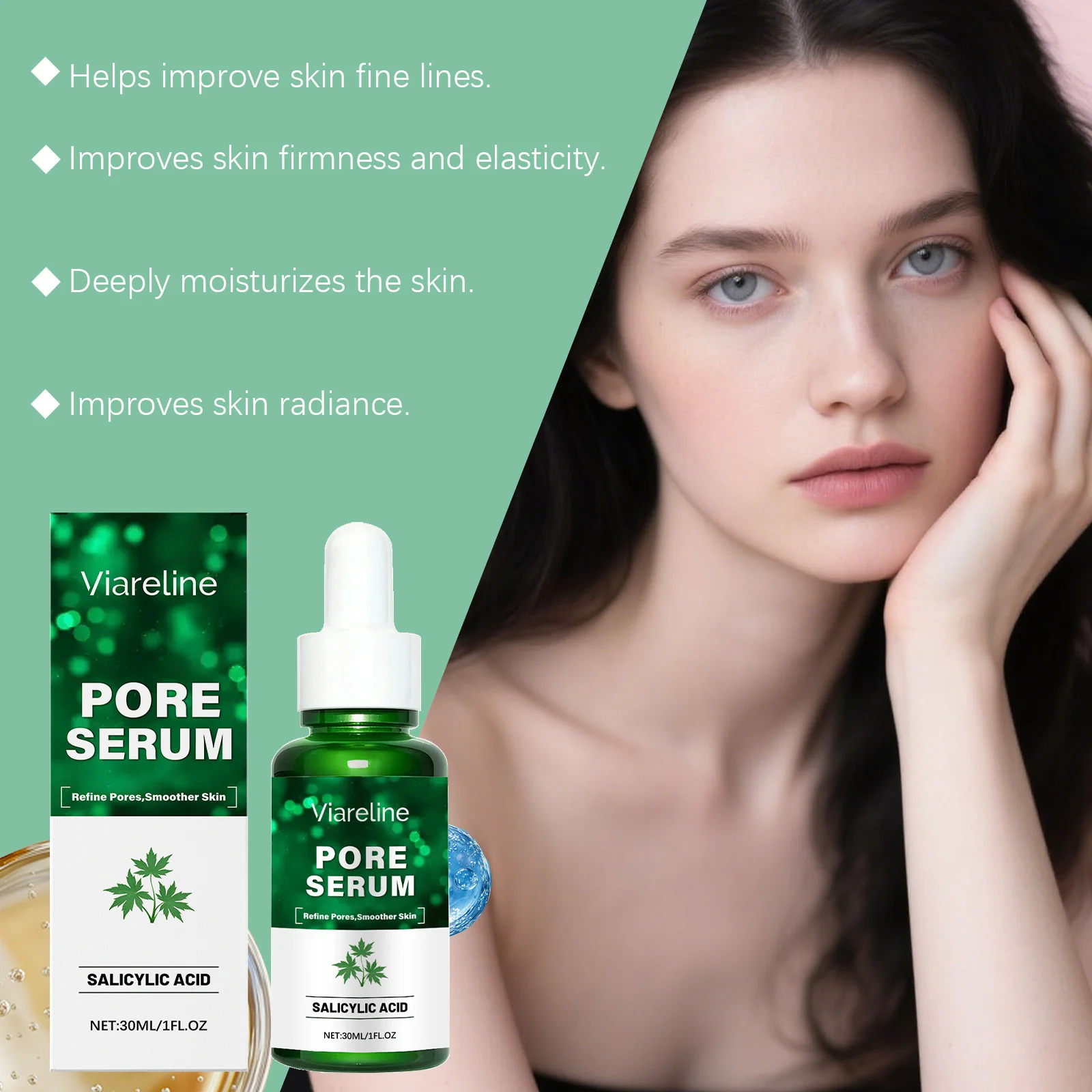 Salicylic Acid Essence Acne Treatment Shrink Pores Improve Roughness Oil Control Smoothing Brightening Rejuvenating Facial Serum