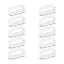 Silicone Watch Band Keeper Loops - Set of 10 Durable Strap Holders - 22MM (White)