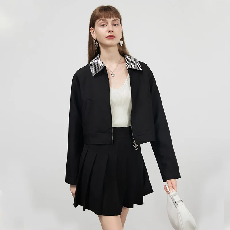 

Dodc Black Short Jacket Women Spring And Autumn 2022 New Small Slim Long Sleeve Slim Top