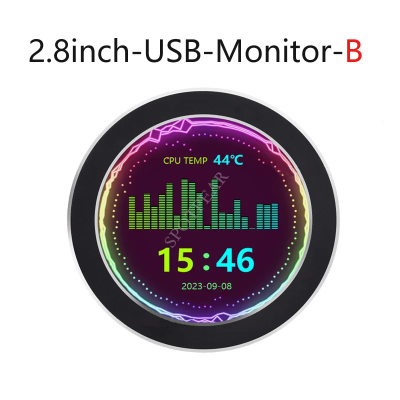 2.8inch LCD USB Round Computer Monitor Display Screen USB Type C Secondary Screen PC CPU GPU RAM Monitor