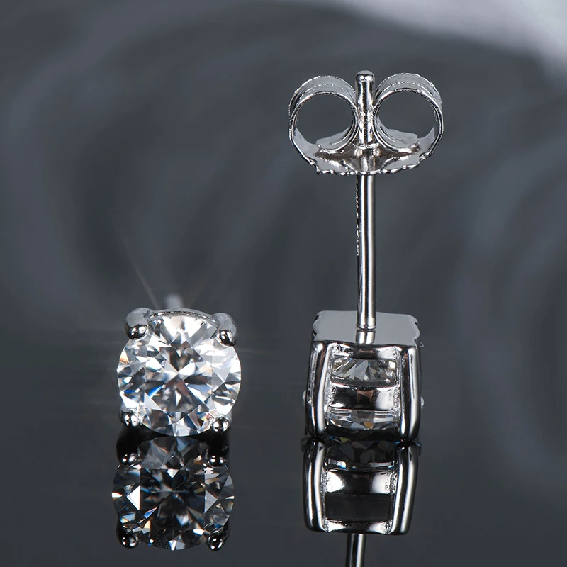 

Anziw Sparkle Real Moissanite Black Stud Earrings Diamond 925 Silver Gold Ear Piercing Jewelry for Women Men Gifts 3mm/4mm/5mm