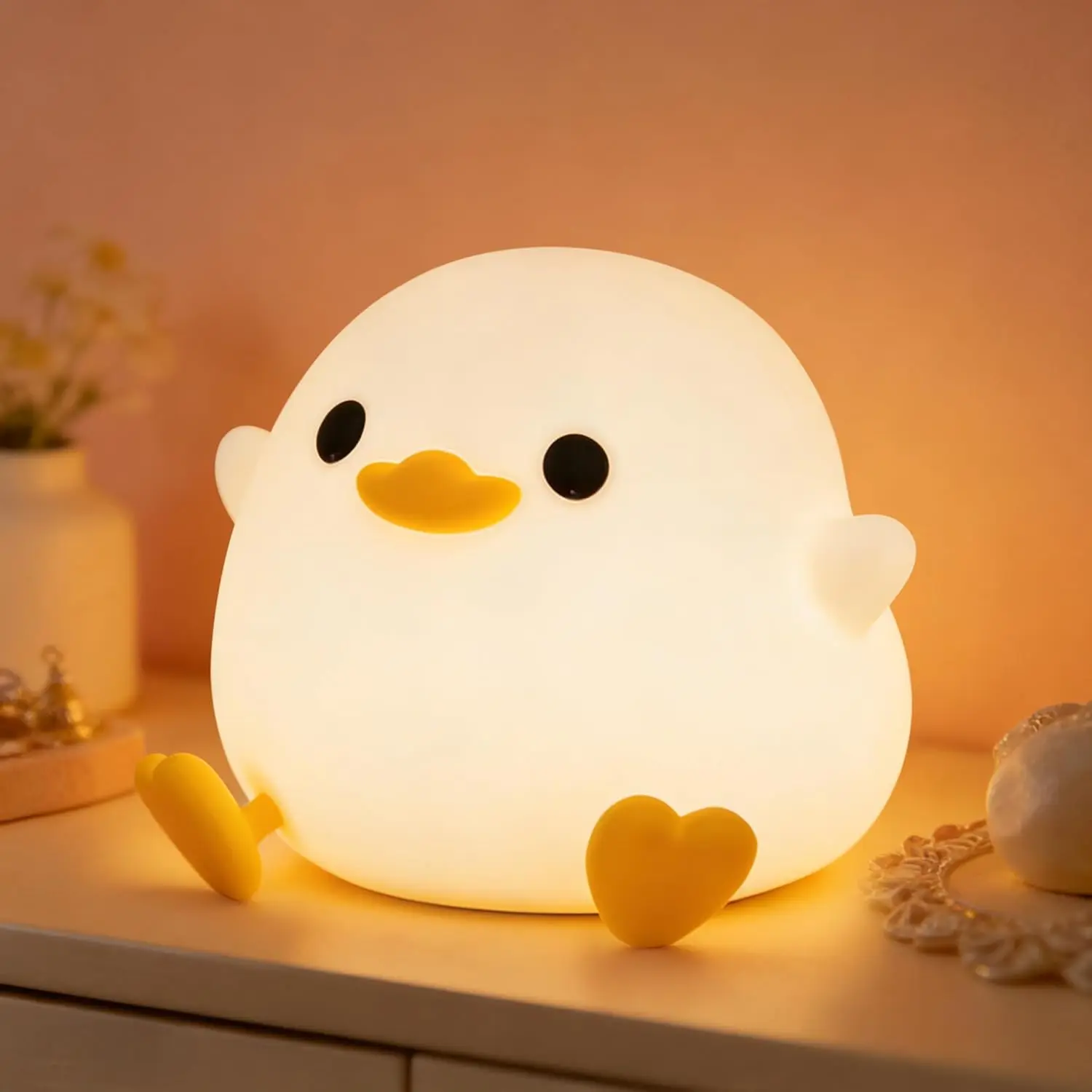 Duck Night Light Cute DoDo Duck Lamp Squishy Silicone Dimmable Bedside Light for Baby Kids Nursery Rechargeable Touch Nightlight