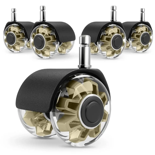 Office Chair Wheels Replacement 2 Inch Heavy Duty Caster Wheels Quick & Quiet Rolling Chair Casters (Set of 5) Universal Fit furniture glides