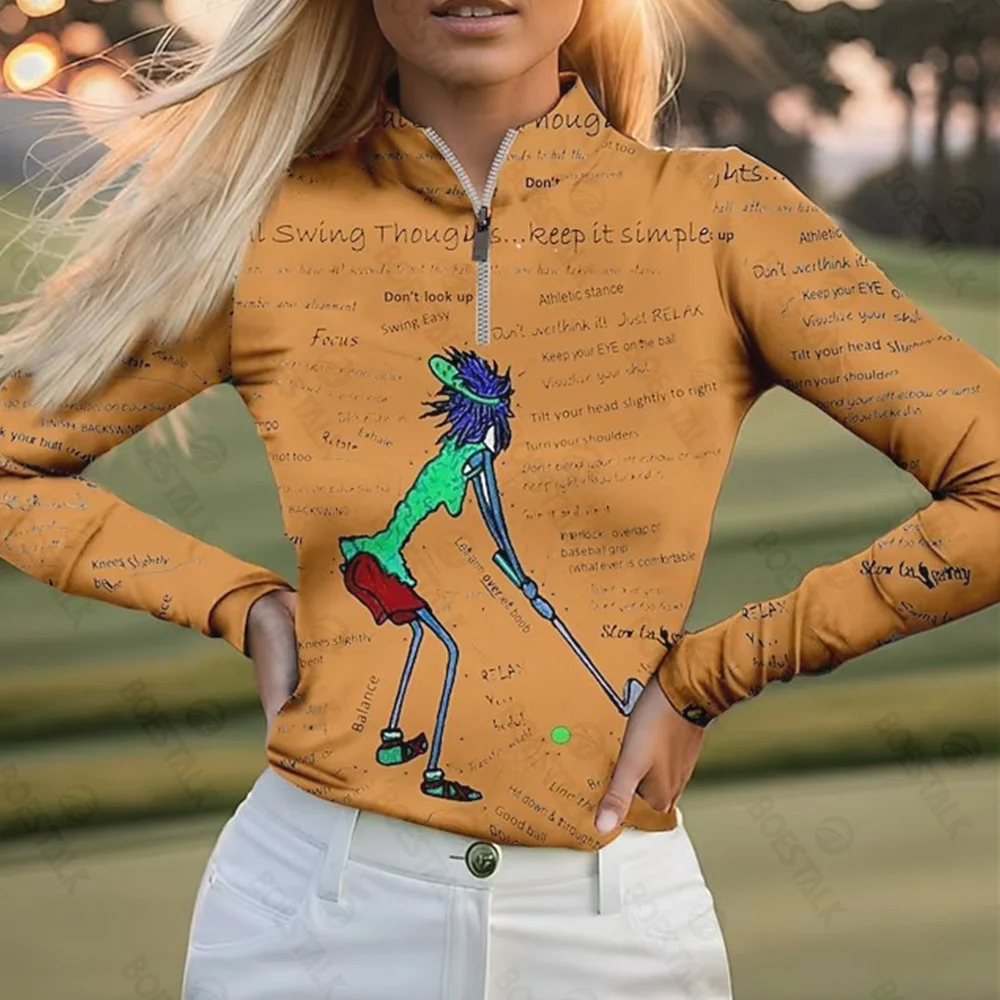 Golf jerseys ladies' sportswear in autumn and winter long-sleeved Polo shirts,quick-drying breathable shirts, golf polo clothes.