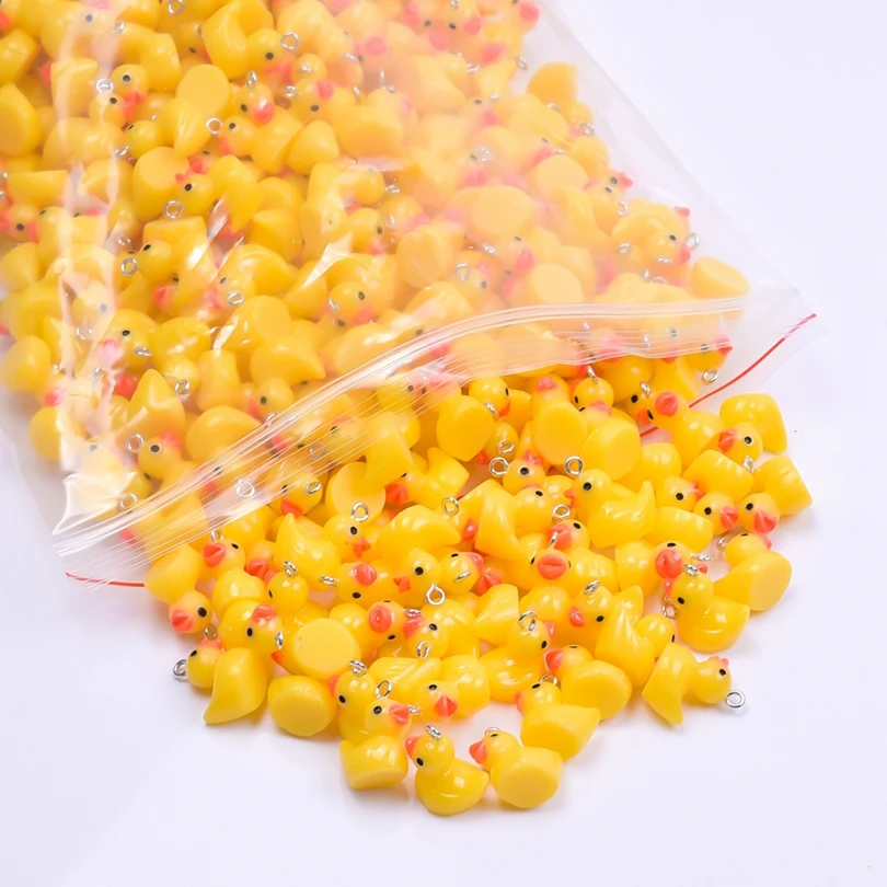 Resin Charms 10/30/50/100pcs/Lot Yellow 3D Duck Resin Charms Cute Animal Pendant For Jewelry Making Diy Earrings Keychain Craft Accessories