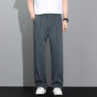 Pantalon décontracté ample et fluide pour homme, style coréen, coupe droite, léger, été 2026, kaki, gris foncé, noir 4