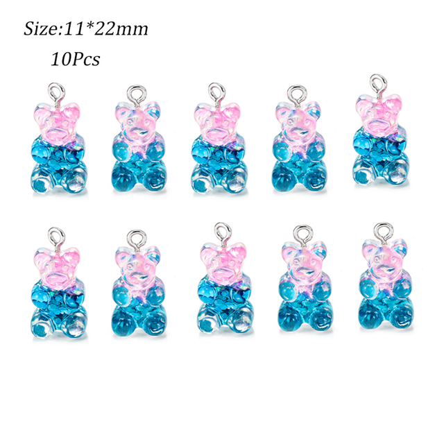 Colorful Gummy Bear Pendant Charms for Necklace Bracelet Diy Earrings Jewelry Bears Valentine's Day Gift 2.1*1.1cm