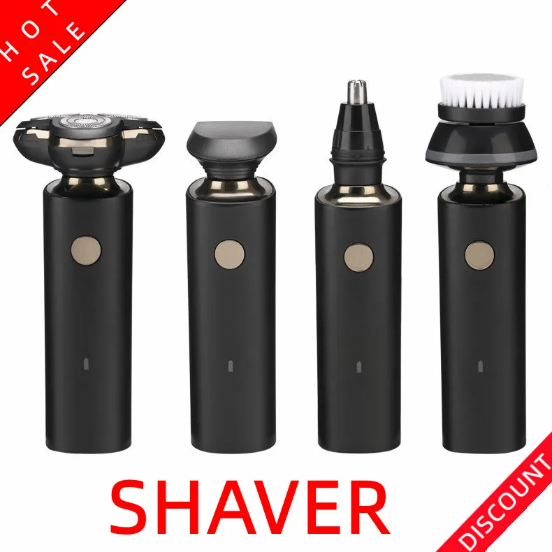 Electric multi-function 4 IN 1 shaver portable usb rechargeable three-head full-body wash beard knife