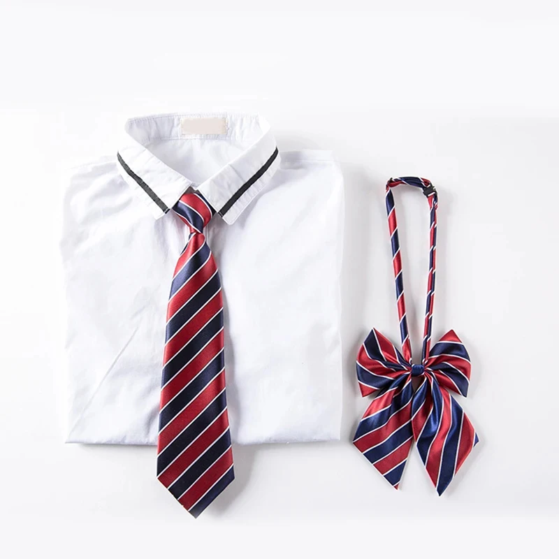 Kindergarten Student Navy Red Lazy Tie Fashion Striped Bowties Boy Girl Adjustable 3-12 Years Old School Uniform