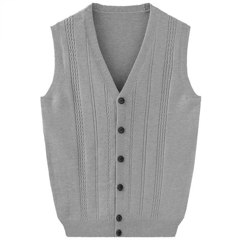 

Top Quality New Autumn Fashion Brand Wool Cardigan Sweater V Neck Knit Vest Men Solid Trendy Sleeveless Casual Men Clothing R84