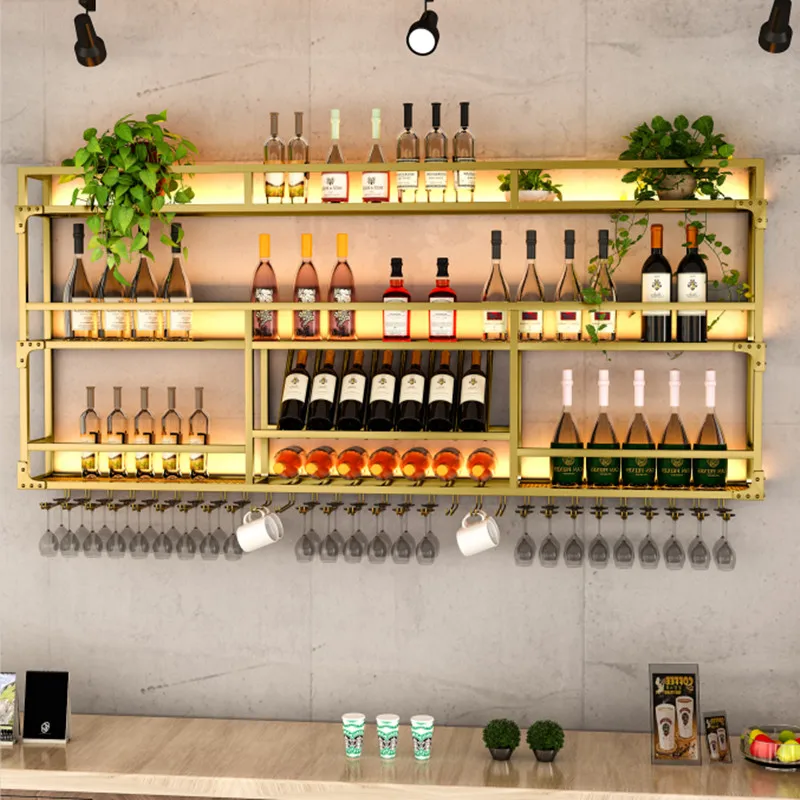 Wall Mount Bar Wine Gold Furniture Drinks Shelves Open Cabinets Alcohol The Living Room Shelf Garden Sets Home Sale Canteen Mini