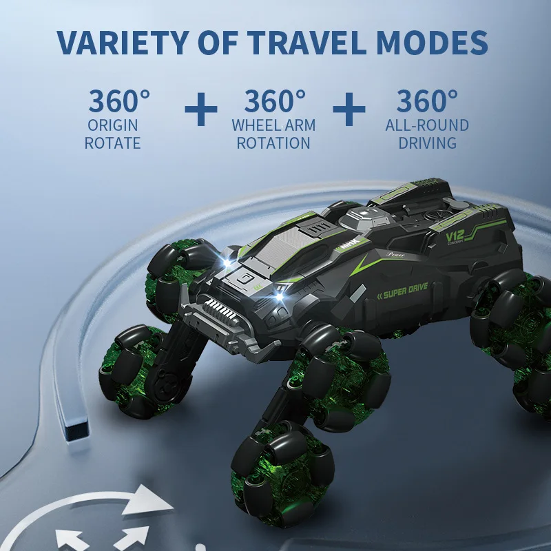 

New Eight-wheel Stunt Drift Spray RC Car Climb Stairs Watch Gesture Sensor 4WD Remote Control Car with Light Music Led Toys