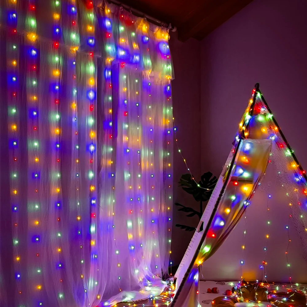 Curtain String Light - Remote, 8 Modes & USB Plug in, 118 x 39" LED Curtain Fairy Lights for Christmas, Wedding and Party Decor