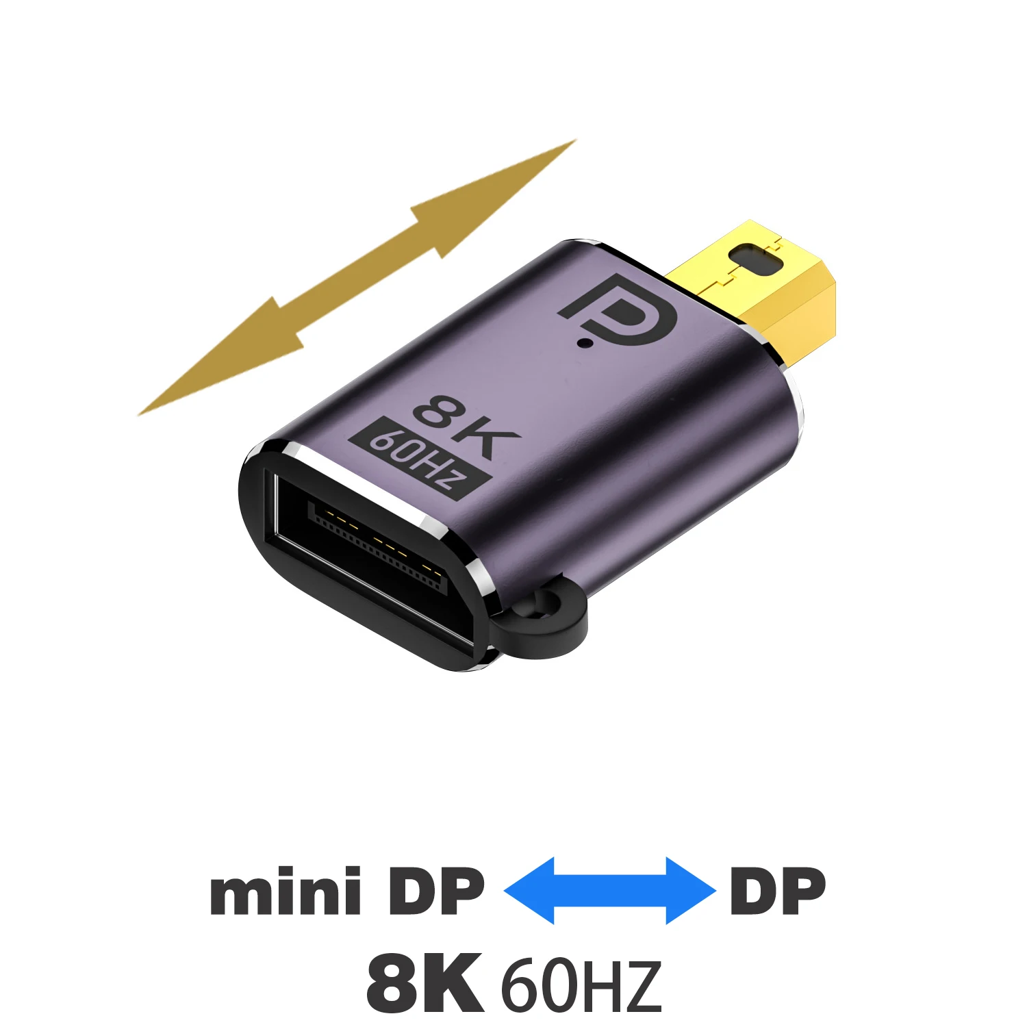 Ultra-High-Resolution Bidirectional Video Adapter: DisplayPort to Mini DisplayPort Conversion, 8K Capable, Male to Female Connector for Enhanced Visual Experience