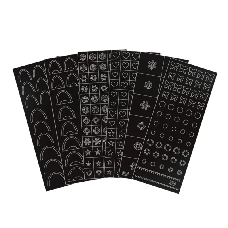

6pcs Hollow Stencils Stickers Create Unique Designs for Parties