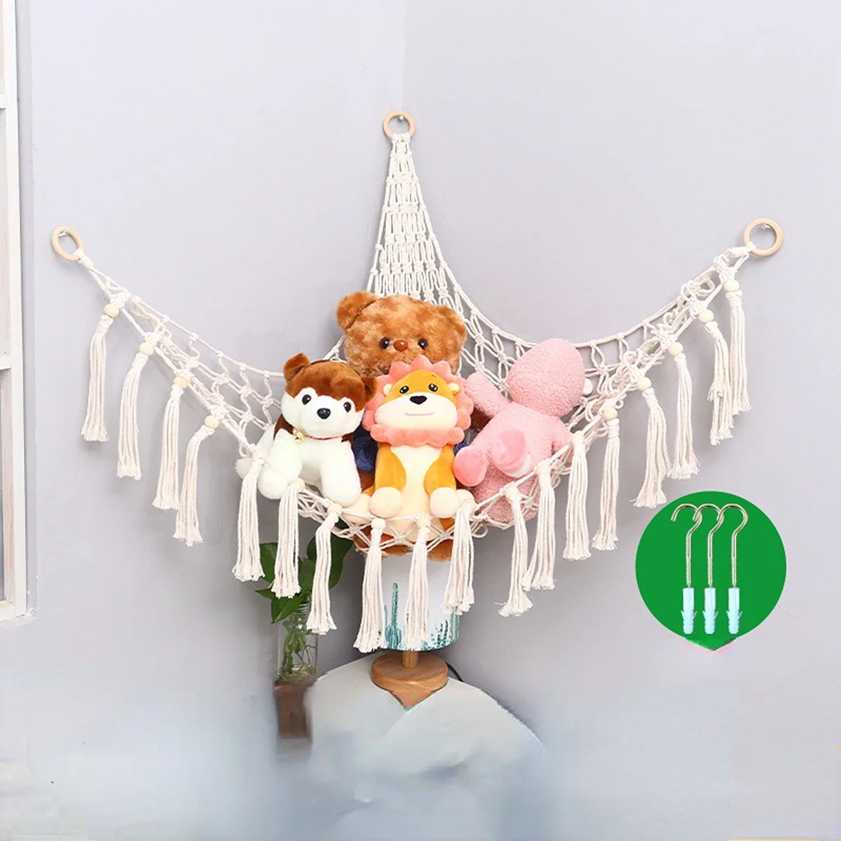 Toy Hammock Net Organizer Corner Hanging Stuffed Animal Storage