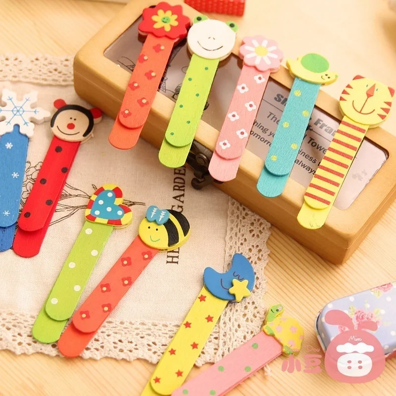 Cute Cartoon Animal Bookmark with Scale Wood Bookmarks Kawaii Stationery Zakka School Supplie Papelaria Kids Gift 4pcs/lot