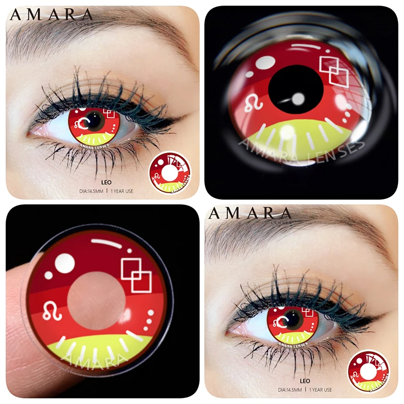 AMARA Vibrant Red Cosmetic Contact Lenses for Stunning Cosplay and Festive Makeup