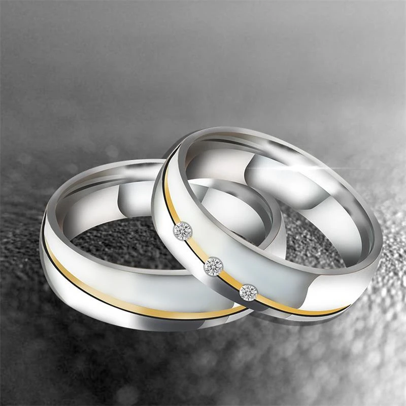 Engagement Rings Fashion Luxury Engagement Wedding Ring Micro-inlaid Zircon Couple Ring Anniversary Jewelry Gift Men's and Women's