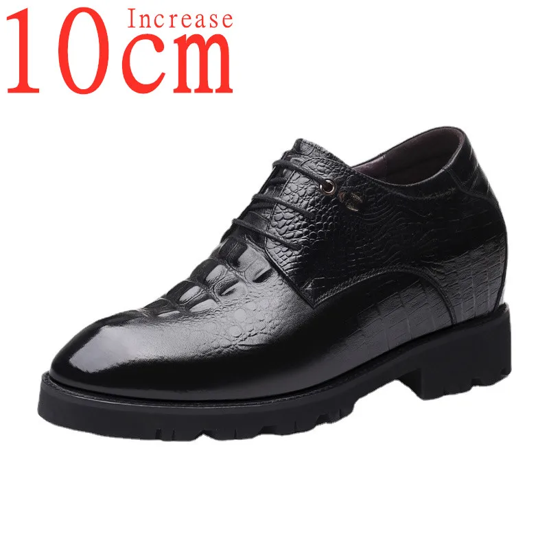 

Crocodile Pattern Men Inner Height Increased Shoes Office Elevator 10cm British Luxury Business Men Formal Casual Leather Shoes
