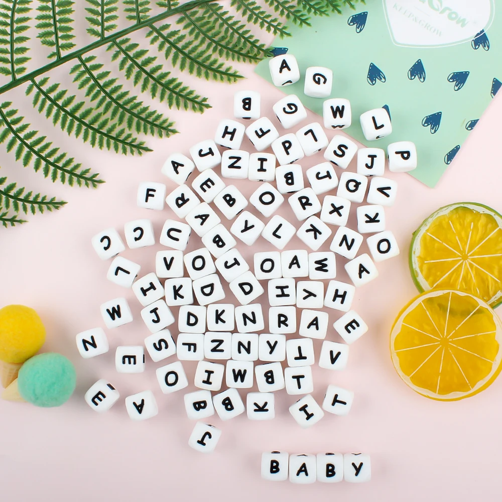 50pcs 12mm Silicone Letter Beads Alphabet Teething Beads Teether English Letters Food Grade DIY Pacifier Chain Pendant Teething Toys Silicone Teething Toys Baby Teething Toys Silicone Beads Silicone Teether Silicone Teething Beads Silicone Letters Beads