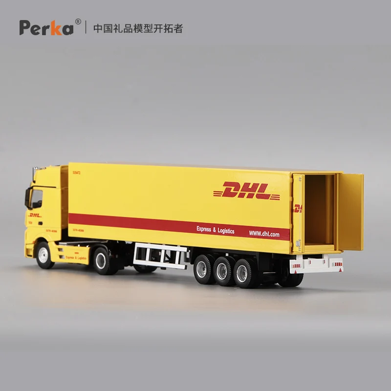 Perka 1:64 Mercedes Simulation Alloy Container Truck Logistics Truck Dhl Express Freight Large Truck Boy Model Toy Gift  Display 5