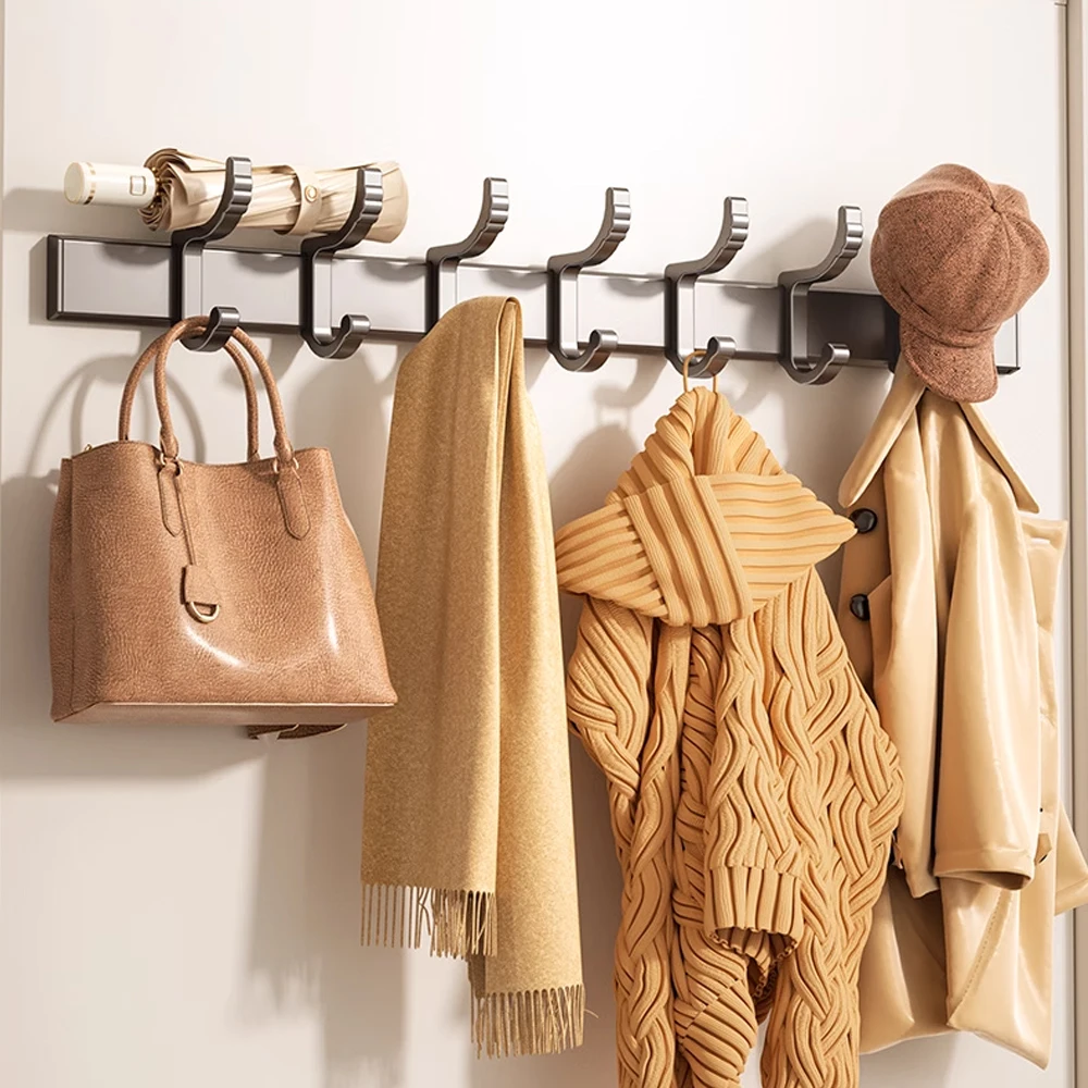 Aluminum Alloy Coat Rack Wall Mounted-5 Tri Hooks,Stainless Steel, Metal Coat Hook Rail for Hat Towel Bathroom Entryway