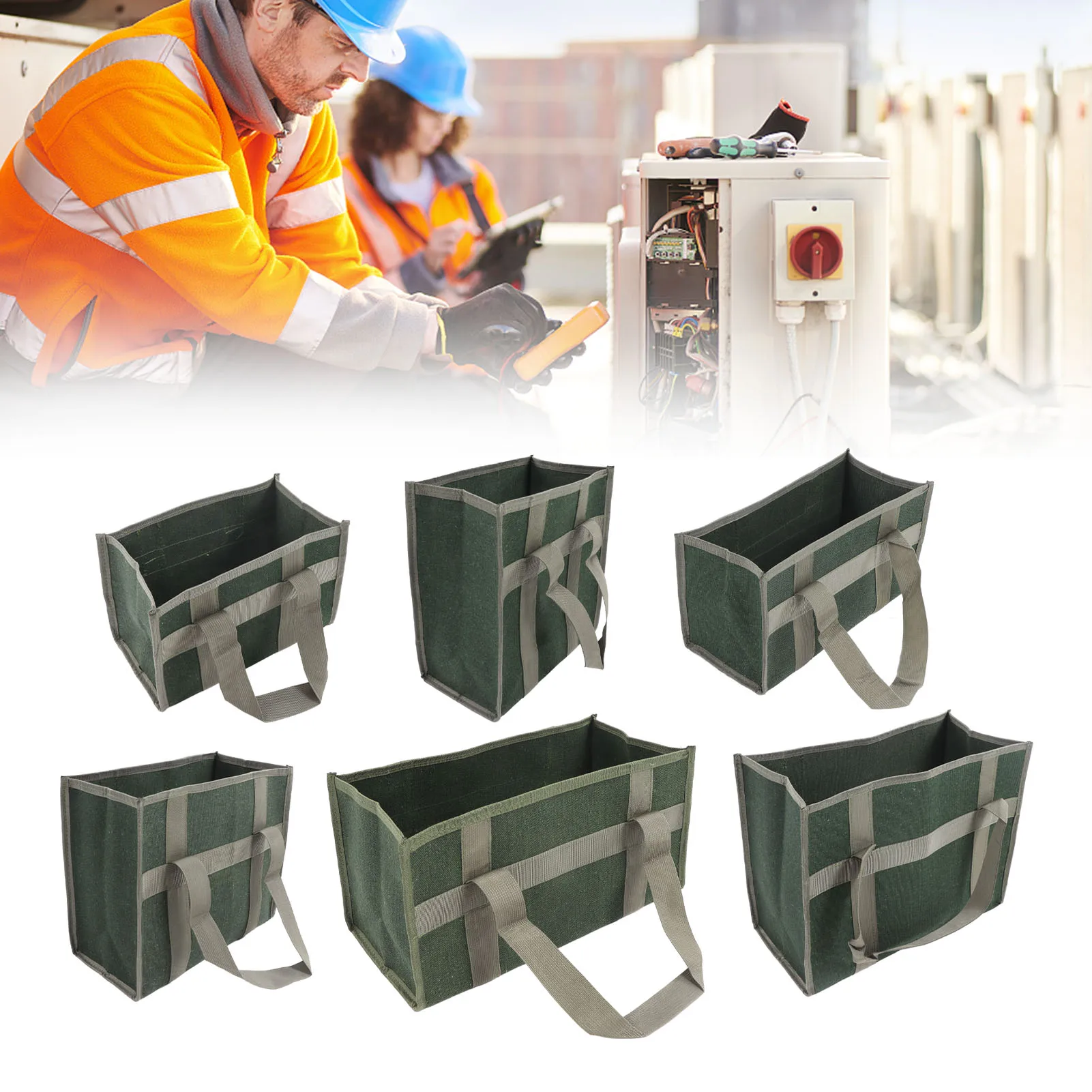 Tool Storage Bag Wide Mouth Tool Bag OD Green  Large Capacity Wear Resistant Waterproof Tool Storage Bag for Electrician