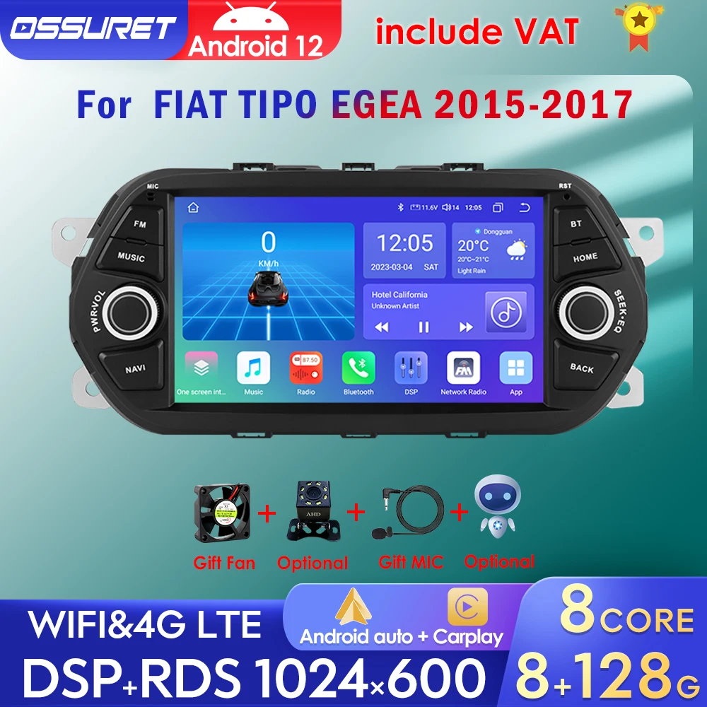 Autoradio Android Per Fiat Tipo Egea 2015-2017 Lettore Video Multimediale Navigazione Stereo Gps 2Din Carplay Octa Core 7862