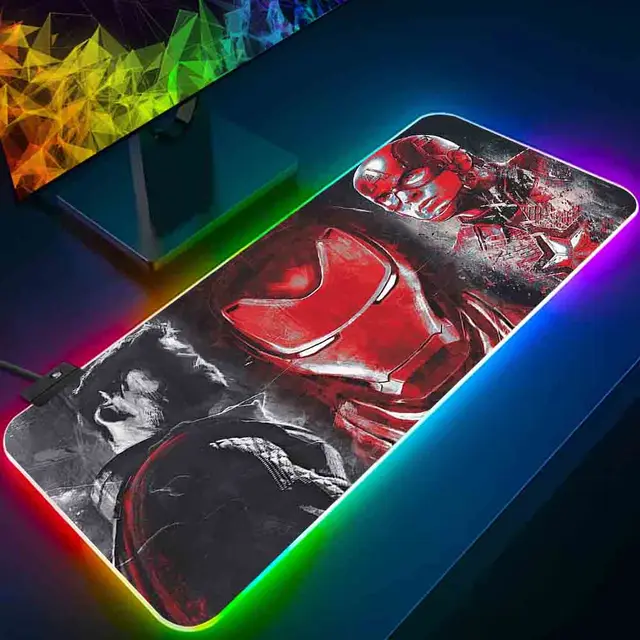 Tapis de souris Marvel Superhero Iron Man RGB pour PC Gamer, tapis de  clavier, sous-souris LED, tapis de souris lumineux, caoutchouc, ordinateur  de jeu - AliExpress