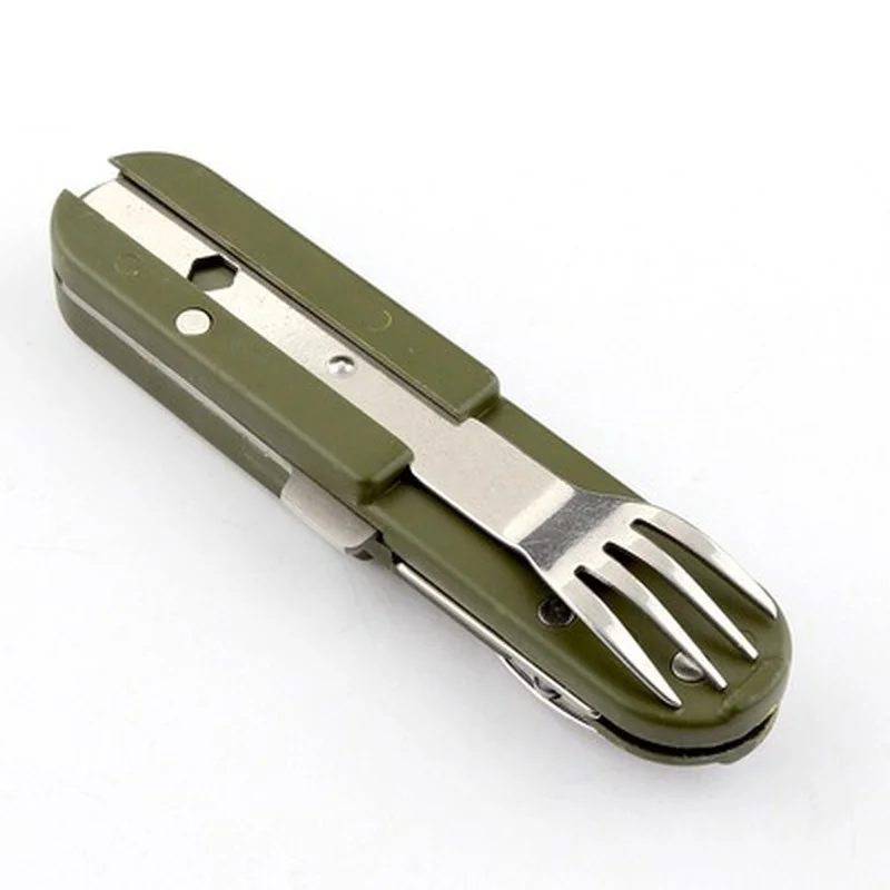 1 Set Folding Portable Stainless Steel Camping Picnic Cutlery Knife Fork Spoon Bottle Opener Flatware Tableware Travel Kit camping cutlery portable tableware portable cutlery