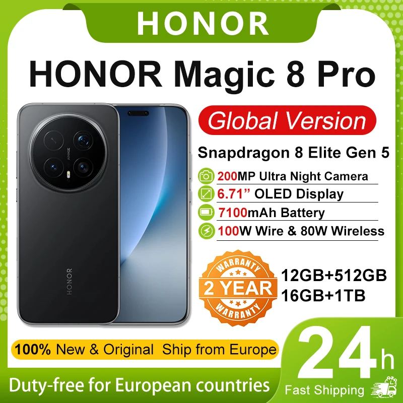 HONORMagic8Pro5GEUVersionSnapdragon8EliteGen5200MPUltraNightTelephoto6.71”OLEDSilicon-CarbonBattery6270mAh100WWire&80WWirelessIP69GoogleAlPro-AliExpress