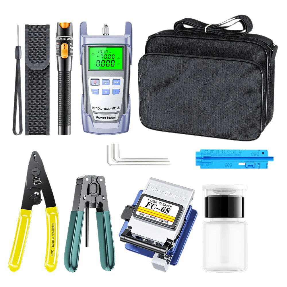FTTH Fiber Optic Tool Kit with Fiber Fibra Optica Power Meter and 10mW Visual Fault Locator FC-6S FTTH tool