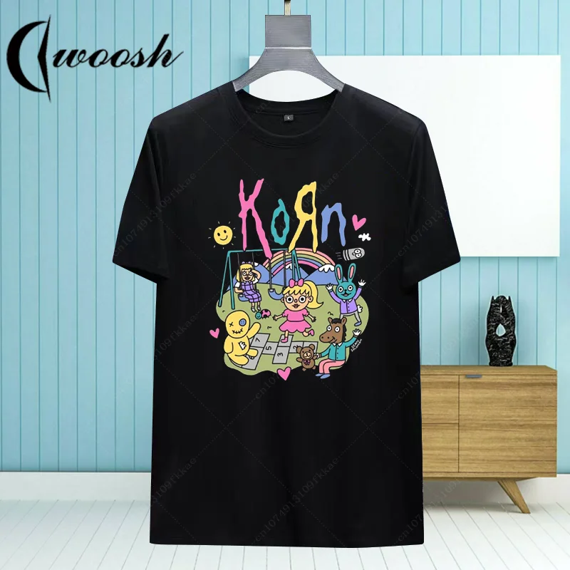 Korn 프린팅 티셔츠 남녀공용, 가족 매칭 코튼 탑 티, 공원 음악 밴드 팬 의..