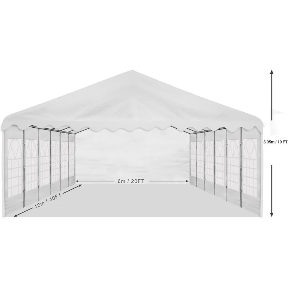 Party Tent 40x20 Heavy Duty Large White Roof Commercial Fair Car Shelter Wedding Events Canopy Tent (40x20)