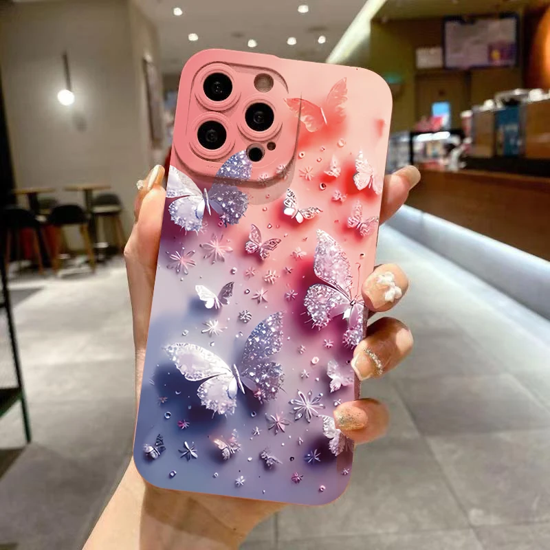 Luxury Romantic Watercolor Butterfly Flower Phone Case Cover