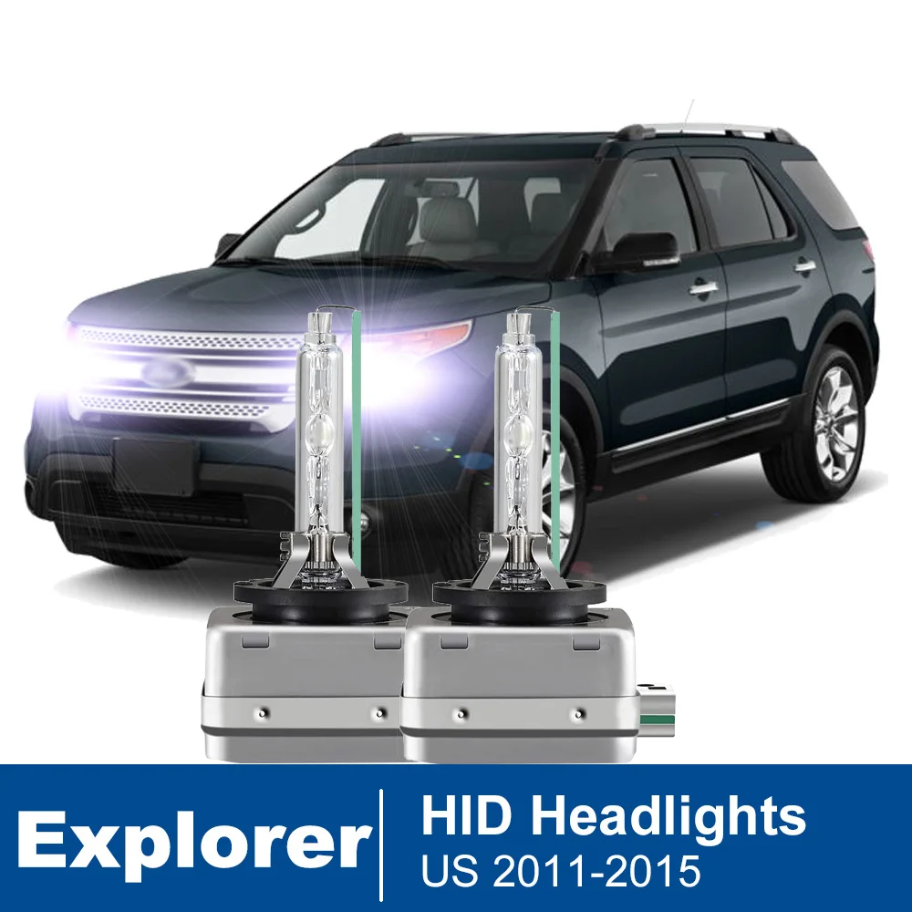 

2Pcs HID Xenon Headlight Bulb For Ford (US) Explorer 2011 2012 2013-2015 6000K High Low Beam (Only fit original bulb is Xenon）