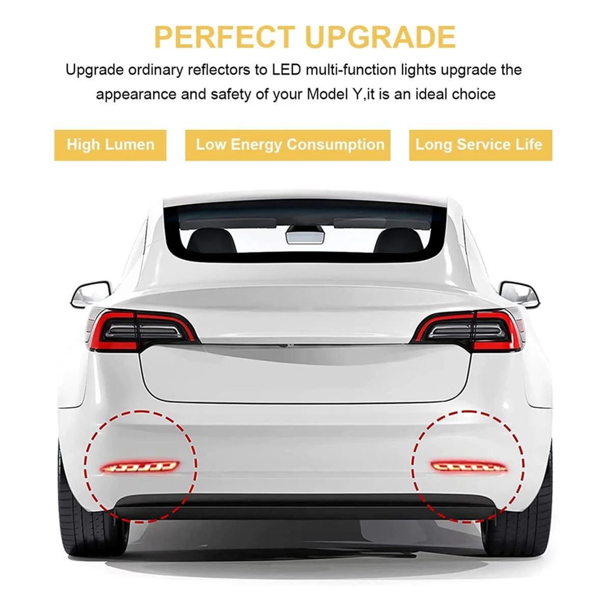 

For Tesla Model Y 2021 2022 Rear Fog Light Bumper Reflectors Brake Tail Sequential Flash Singal Lights Assemblies