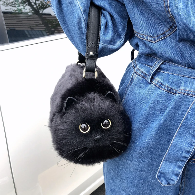 Black Cat Bag, Messenger Bag, Versatile Small And Cute, Fashionable Bag Women's Cross Bag Autumn And Winter High-level Design