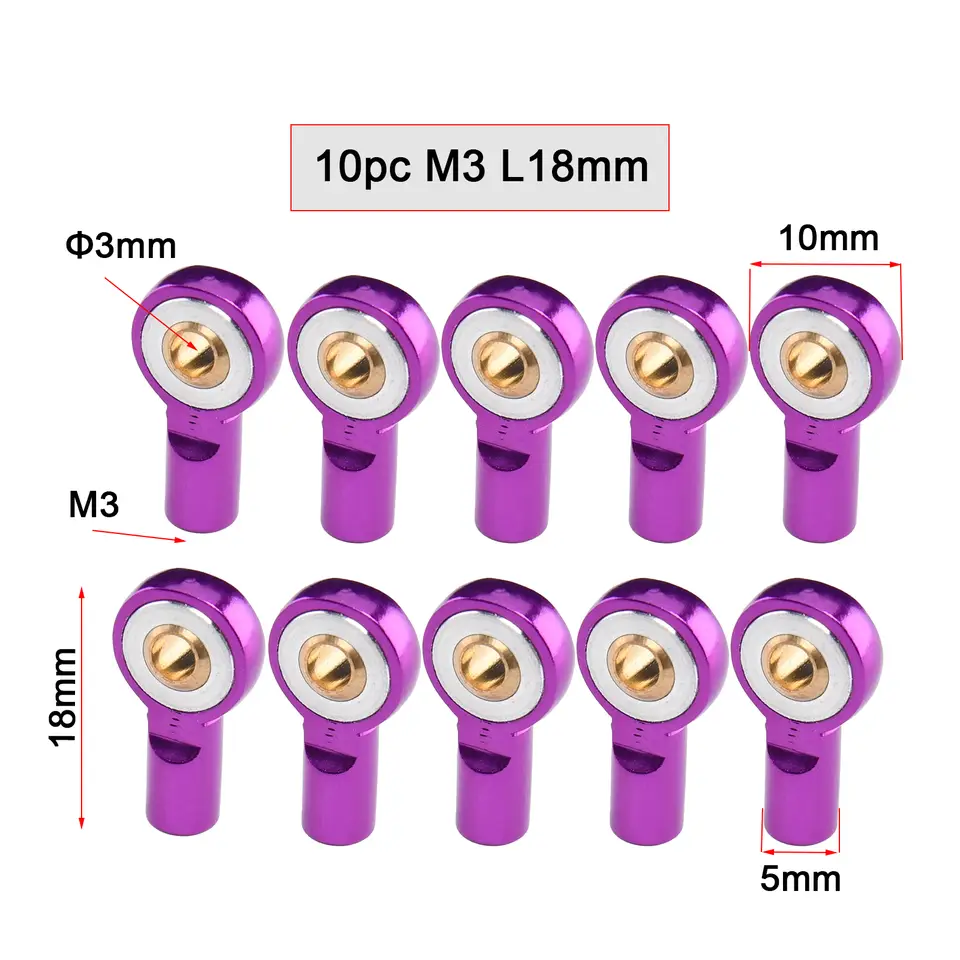 10PCS Aluminum Alloy M3 Link Rod End Ball L18mm/20mm/26mm Metal Rod End Ball For Rc Boat Airplane RC Crawler Car Truck Buggy image 26