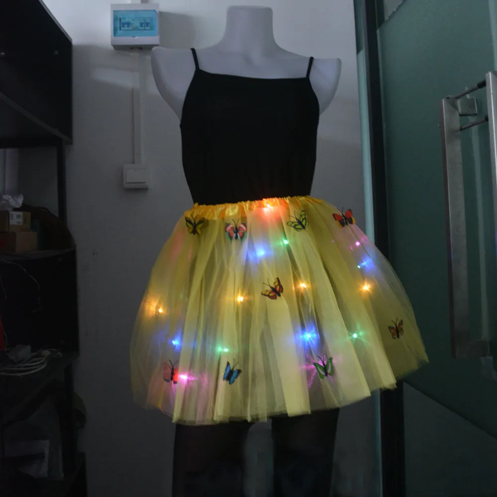 CARRYKT Little Girls LED Light Up Tutu Skirt Neon Colorful Luminous Party Dance Dress 