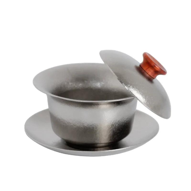 60/100/180ml Pure Titanium Hover Gaiwan,Double Layer,Heat Insulation,Anti-scalding,Antibacterial And Mildew,Portable Tea Bowl