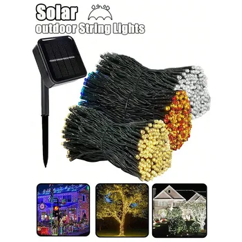 Solar Powered Flower Garland Fairy Lights String 200/100/30 LEDs with 8 Modes Outdoor Garden Lights Party Decorative Lights 1