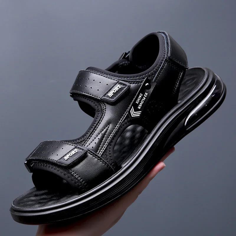 

ZOCI 2023 New Leather Outdoor Sports Casual A1 Waterproof Non-slip Flat Beach Driving Men's Sandals