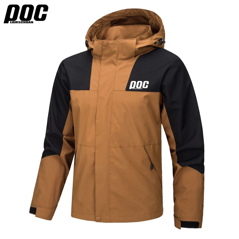 LairschDan POC Cycling Waterproof Jacket Men New Breathable Reflective Hooded Raincoat Waterproof Outdoor Sport Windbreaker